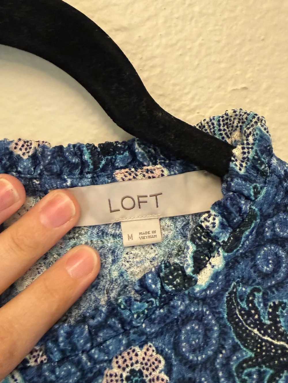 LOFT Navy Floral Puff-Sleeve Tunic Top